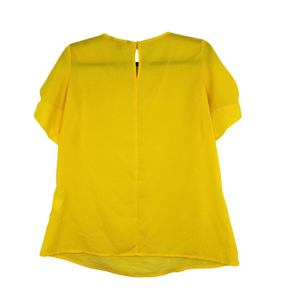 Banana Republic Yellow Polka Dot Puff Sleeve‎ Blouse Women's Small Top